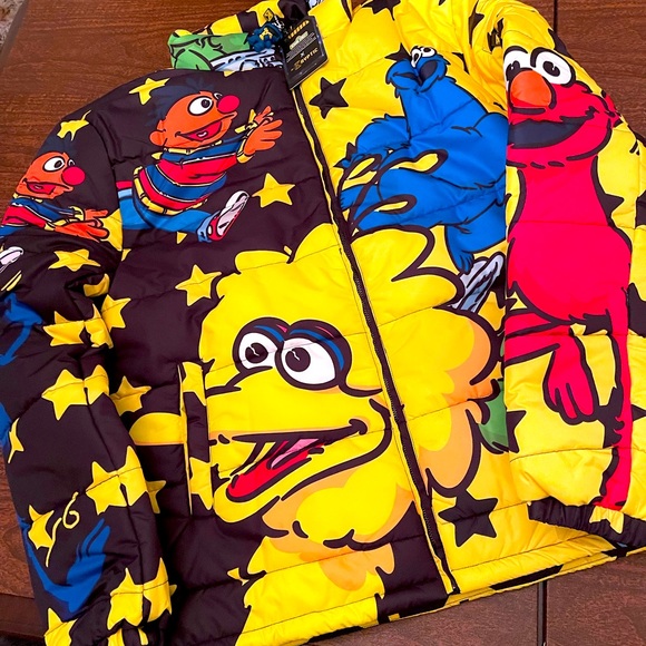 NWT 3x xxxl sesame street dekryptic puffer jacket coat elmo bert cookie grover - Picture 1 of 10